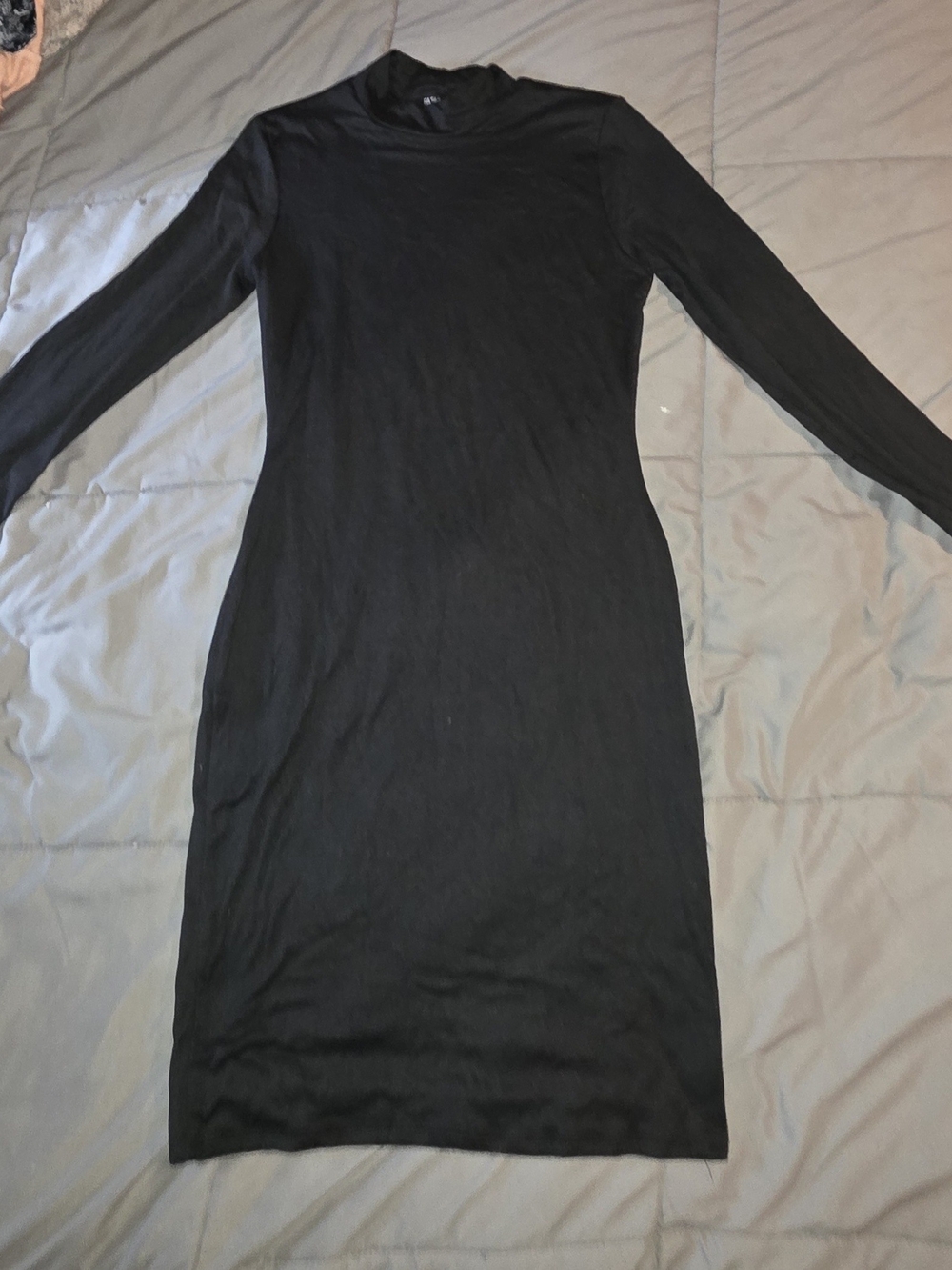 Fashion Nova Black Long Sleeve Midi Bodycon Dress